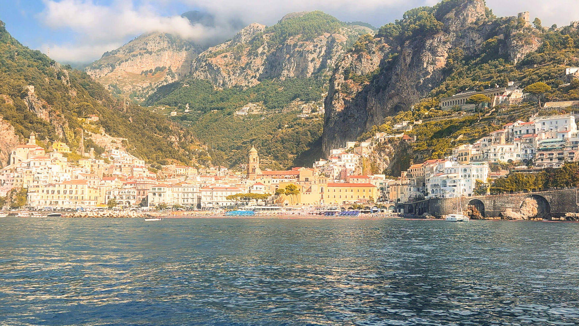 View of Amalfi Coast from the sea