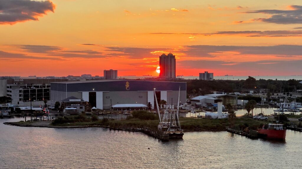 Morning sunrise at Galveston Disembarkation