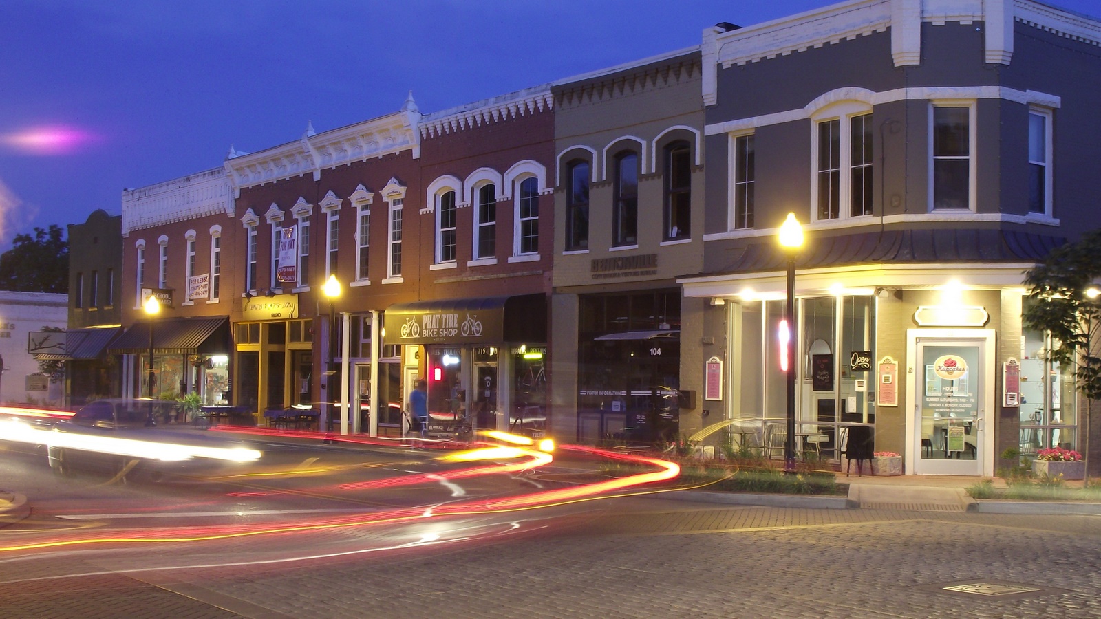 Bentonville, AR Central Avenue at night