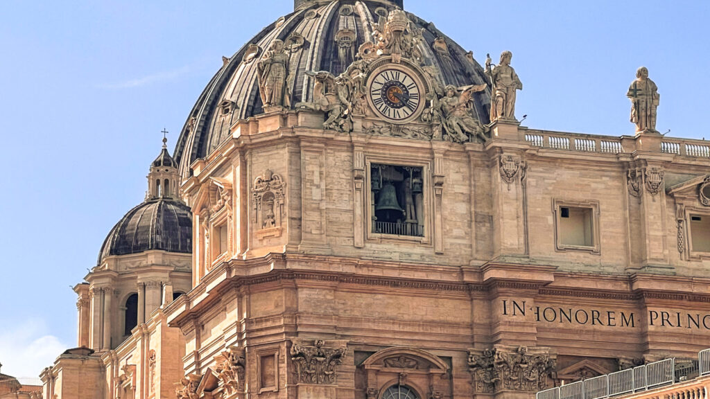 Outside Vatican City - looking at St. Peter's Basiillica