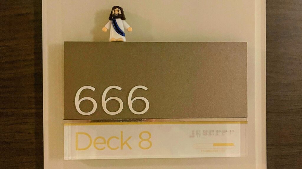 Jesus figurine on the room number 666